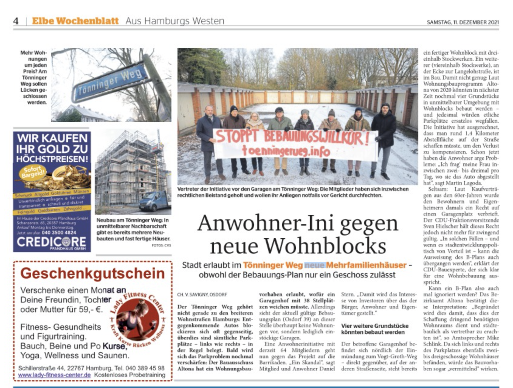 Hamburger Abendblatt - Anwohner kämpfen gegen Nachverdichtung in Osdorf