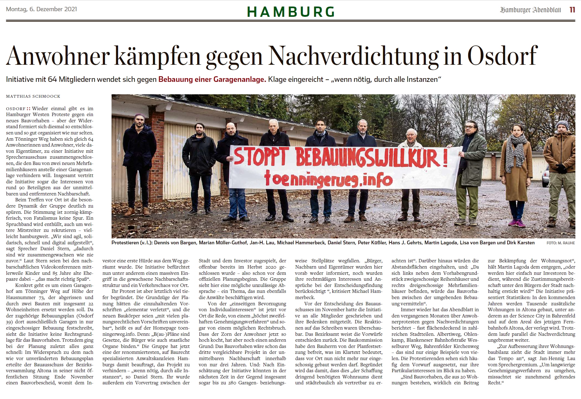 Hamburger Abendblatt - Anwohner kämpfen gegen Nachverdichtung in Osdorf